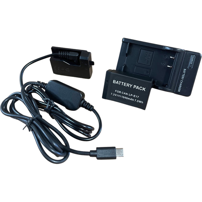 Bescor LP-E17 batería dummy con conector USB Tipo-C Kit con batería y cargador para Canon