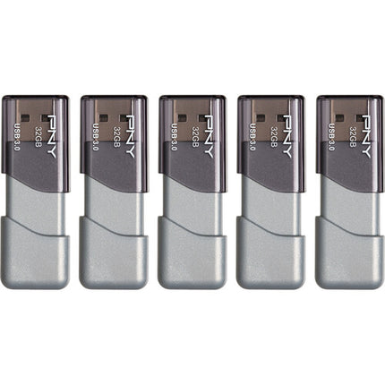 PNY 32GB Turbo Attaché 3 Memoria USB 3.0 100 MB/s 5-Pack Gris