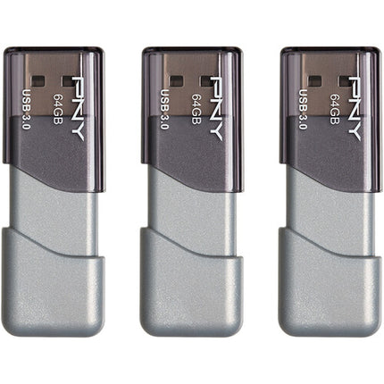 PNY Turbo Attaché 3 Memoria USB 3.0 64GB 100 MB/s Pack 3 Gris