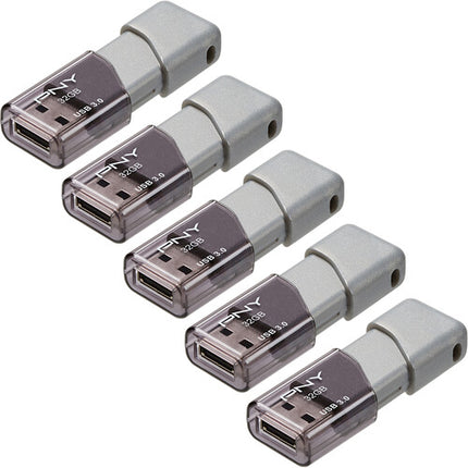 PNY 32GB Turbo Attaché 3 Memoria USB 3.0 100 MB/s 5-Pack Gris
