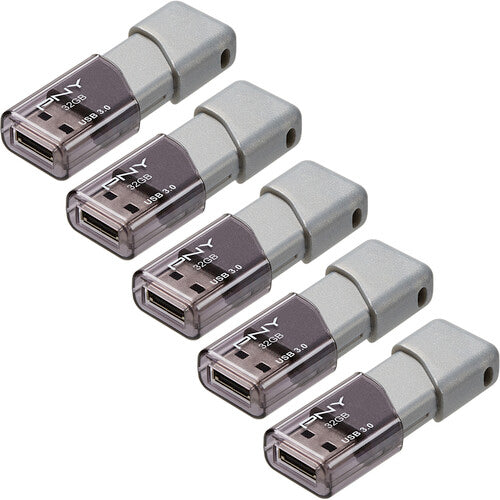 PNY 32GB Turbo Attaché 3 Memoria USB 3.0 100 MB/s 5-Pack Gris