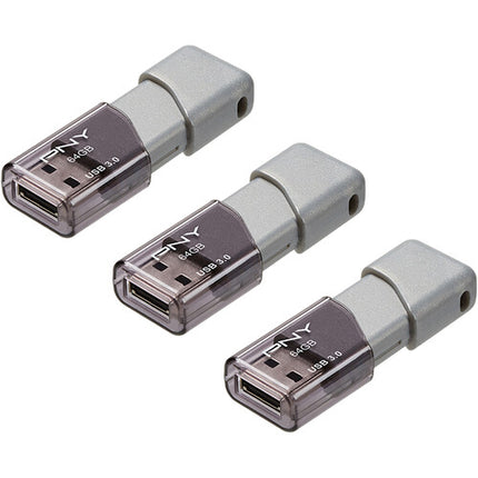 PNY Turbo Attaché 3 Memoria USB 3.0 64GB 100 MB/s Pack 3 Gris