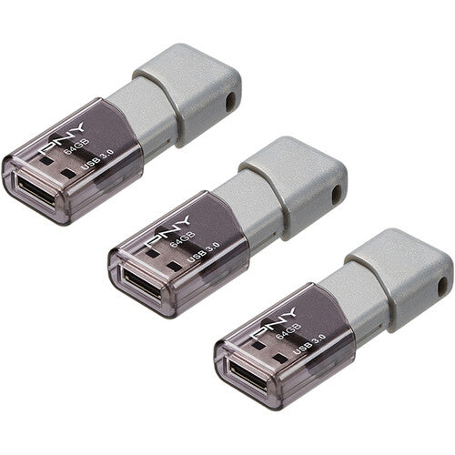 PNY Turbo Attaché 3 Memoria USB 3.0 64GB 100 MB/s Pack 3 Gris