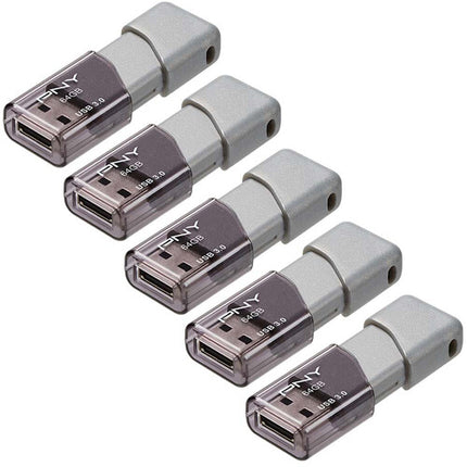 PNY 64GB Turbo Attaché 3 Memoria USB 3.0 100 MB/s 5-Pack Gris