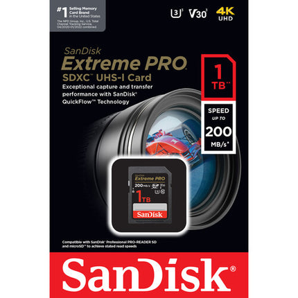 SanDisk 1TB Extreme PRO Tarjeta de Memoria SDXC UHS-I 200MB/s Lectura 140MB/s Escritura
