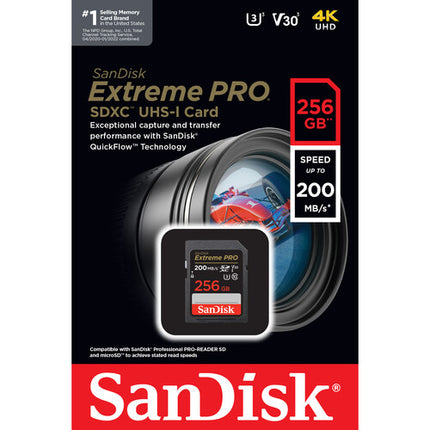 SanDisk 256GB Extreme PRO UHS-I Tarjeta de Memoria SDXC 200MB/s Lectura 140MB/s Escritura