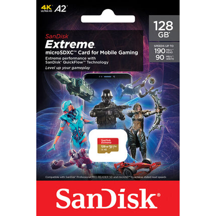 SanDisk 128GB Extreme microSDXC Tarjeta de Memoria UHS-I 190MB/s Lectura 90MB/s Escritura