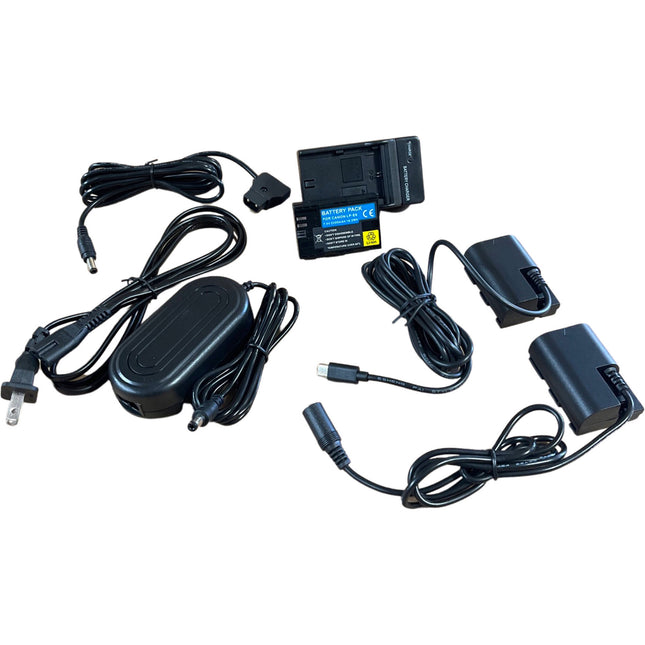 Bescor LP-E6 Kit batería cargador dummy USB Tipo-C con adaptador AC y convertidor D-Tap