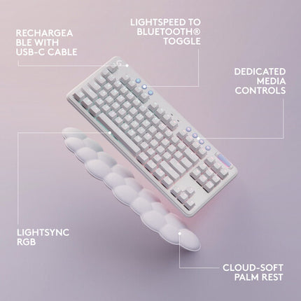 Logitech G G715 Teclado Mecánico Gaming Inalámbrico TKL GX Brown  Blanco