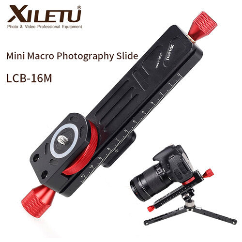 XILETU LCB-16M Rail para cámara macro Arca tipo con rueda metal 48mm