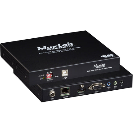 MuxLab 4K 60 KVM Transmisor HDMI sobre IP PoE con 4 puertos USB y 100 m alcance