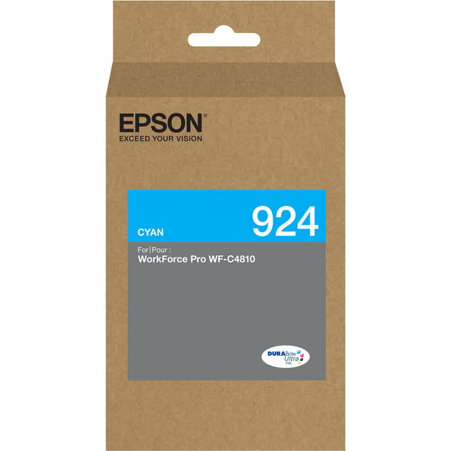 Cartucho de Tinta Cian Epson DURABrite Ultra T924 Capacidad Estándar para WorkForce Pro WF-C4810 Secado Rápido