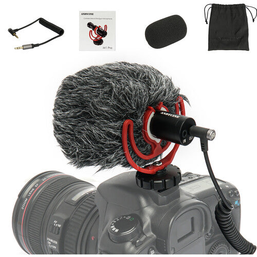 ANDYCINE M1 PRO Micrófono Shotgun Compacto para Cámara con Windshield y Cables 3.5mm
