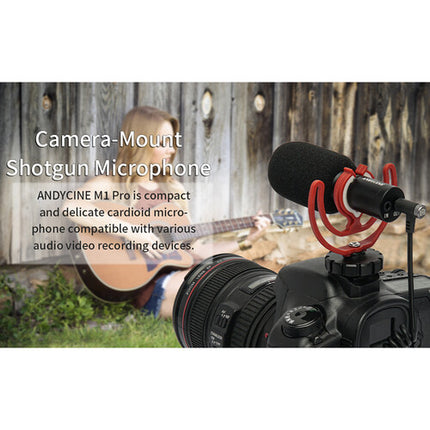 ANDYCINE M1 PRO Micrófono Shotgun Compacto para Cámara con Windshield y Cables 3.5mm