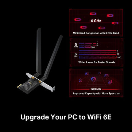 TP-Link Archer TXE72E AXE5400 Adaptador PCIe Wi-Fi 6E Tri Banda 5378 Mb/s Bluetooth 5.3
