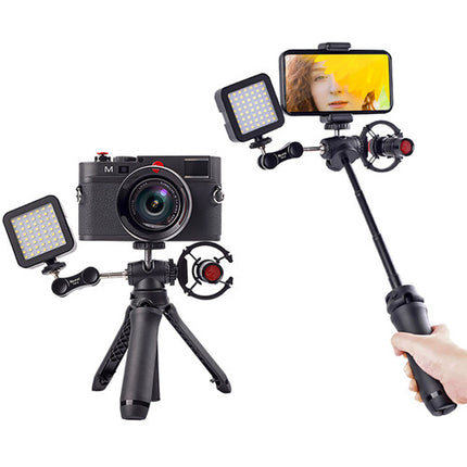XILETU XSG-3 Lite Mini trípode con cabezal 360° altura 13.2" y palo selfie