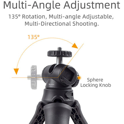 XILETU XSG-3 Lite Mini trípode con cabezal 360° altura 13.2" y palo selfie