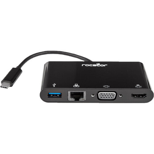 Rocstor Premium Adaptador USB Type-C a HDMI VGA GbE y USB 3.0