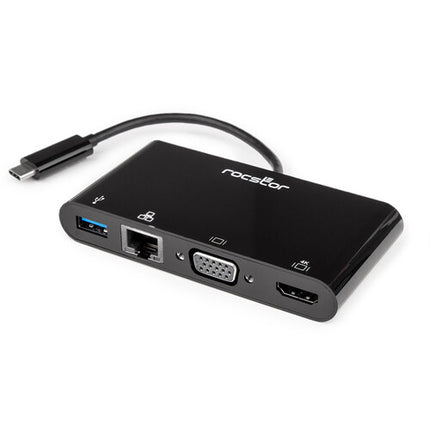 Rocstor Premium Adaptador USB Type-C a HDMI VGA GbE y USB 3.0