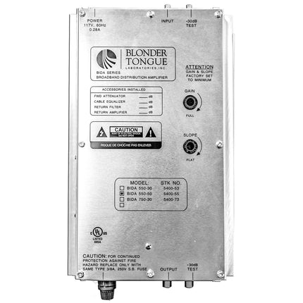 Blonder Tongue BIDA 5400 Amplificador de Distribución Interior 550 MHz 33 dB Ganancia