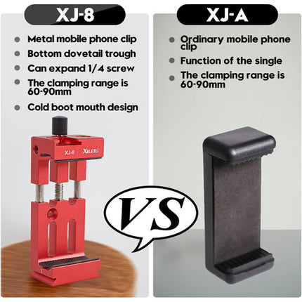 XILETU XJ-8 Soporte para Móvil Rojo para 2.4 a 3.5 Pulgadas con Nivel de Burbuja