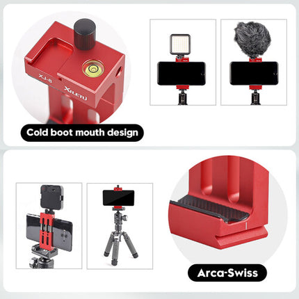 XILETU XJ-8 Soporte para Móvil Rojo para 2.4 a 3.5 Pulgadas con Nivel de Burbuja