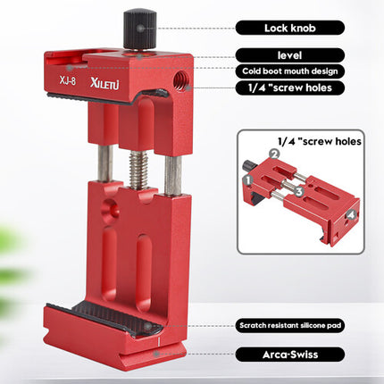 XILETU XJ-8 Soporte para Móvil Rojo para 2.4 a 3.5 Pulgadas con Nivel de Burbuja