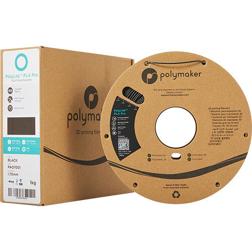Polymaker PolyLite PLA Pro Filamento 1.75mm 1kg Negro para impresión 3D