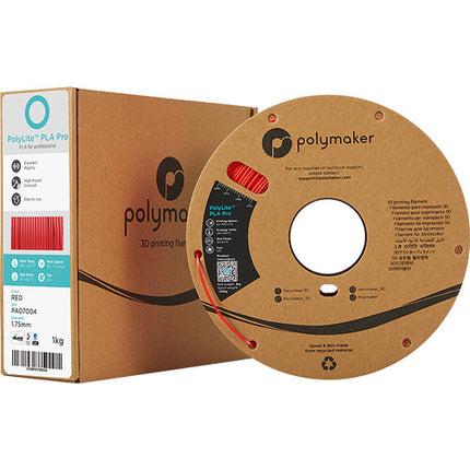 Polymaker 1.75mm PolyLite PLA Pro Filamento PLA Rojo 1kg Compatible Drive Directo