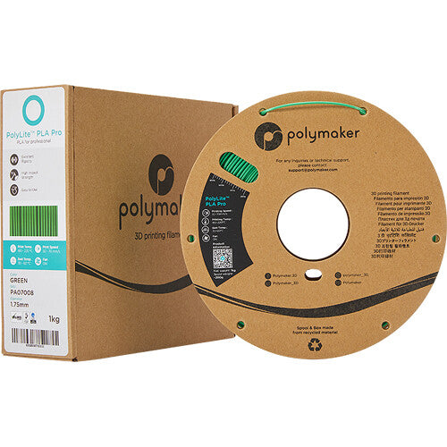 Polymaker PolyLite PLA Pro Filamento 1.75mm 1kg Verde para Impresión 3D