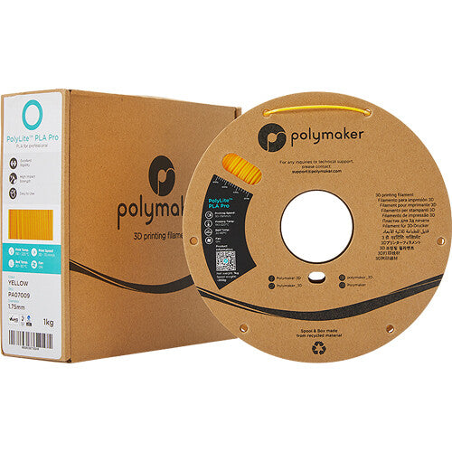 Polymaker 1.75mm PolyLite PLA Pro Filamento 1kg Amarillo Diámetro 1.75mm
