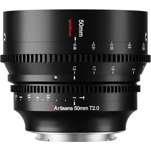 7Artisans 50mm T2.0 Spectrum Lente Cine Montura L Filtro 82mm Apertura T2.0