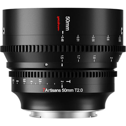 7Artisans 50mm T2.0 Lente Cine Prime Montura RF con Apertura T2.0 y Distancia mínima 18.9"