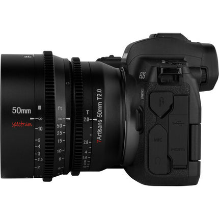 7Artisans 50mm T2.0 Lente Cine Prime Montura RF con Apertura T2.0 y Distancia mínima 18.9"