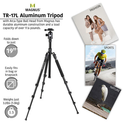 Magnus TR-13 Trípode de Aluminio para Viaje con Monopié y Cabezal de Bola 77" Capacidad 8.9 a 77" Altura