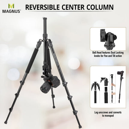 Magnus TR-13 Trípode de Aluminio para Viaje con Monopié y Cabezal de Bola 77" Capacidad 8.9 a 77" Altura
