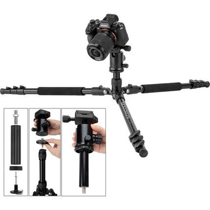 Magnus TR-13 Trípode de Aluminio para Viaje con Monopié y Cabezal de Bola 77" Capacidad 8.9 a 77" Altura