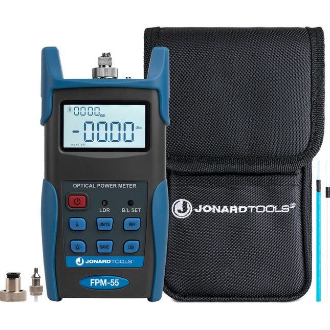 Jonard Tools FPM-55 Medidor de Potencia de Fibra Óptica 850-1650nm 1000 Datos y Adaptadores FC SC LC
