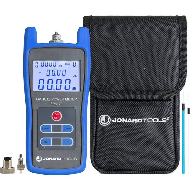 Jonard Tools FPM-70 Medidor de Potencia de Fibra Óptica Rango -70 a +6 dBm con Adaptadores FC SC LC