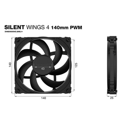 be quiet! 140mm Silent Wings 4 Ventilador de Caja PWM 1100 rpm 13.6 dB Negro