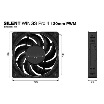 be quiet! 120mm Silent Wings Pro 4 Ventilador para caja 3000 rpm PWM 83.9 CFM