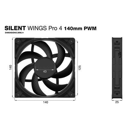 be quiet! 140mm Silent Wings Pro 4 Ventilador para caja 2400 rpm 97.41 CFM