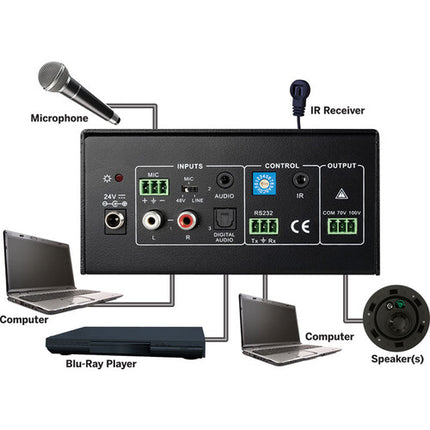 Vanco Amplificador Mono 100W 70 100V con Control Manual y RS-232