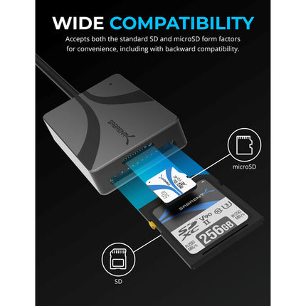 Sabrent Dual-Slot Lector de Tarjetas SDXC microSDXC USB-C 3.2 312 MB/s
