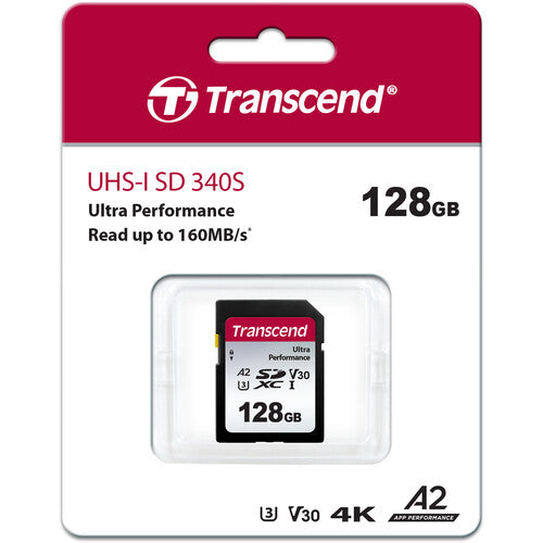Transcend 128GB 340S Tarjeta SDXC UHS-I A2 160MB/s Lectura 90MB/s Escritura