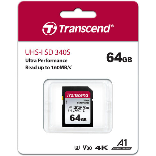 Transcend 64GB 340S Tarjeta SDXC UHS-I U3 V30 A1 160MBs Lectura