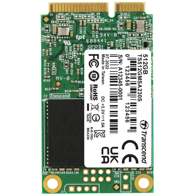 Transcend 512GB mSATA SSD 230S Memoria 3D NAND Velocidad 560 MB/s Lectura