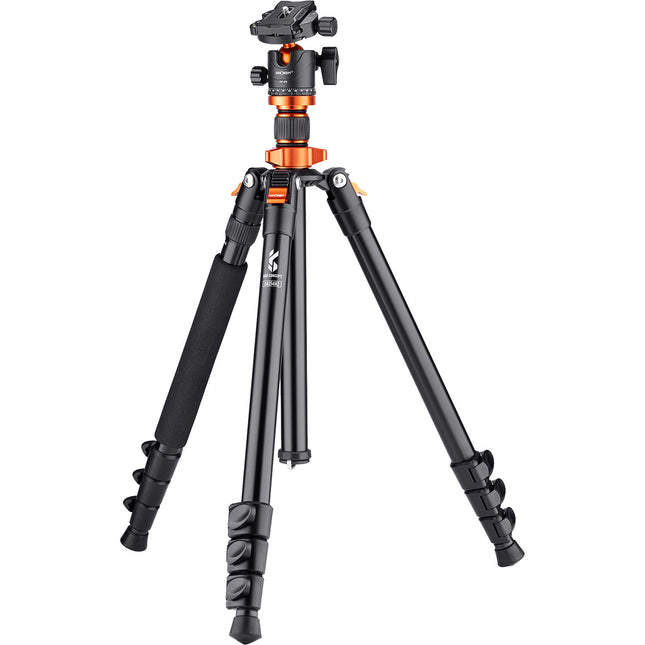 K&F Concept SA254M2 Tripode de Aluminio para Cámara DSLR con Cabezal de Bola y Monopie 68.9 pulgadas altura máxima 22 lb capacidad carga