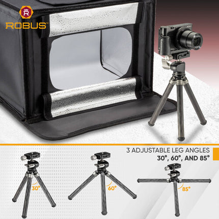 Robus RCTT-200 Trípode de Mesa fibra carbono 8 pulgadas carga 11 lb cabeza bola