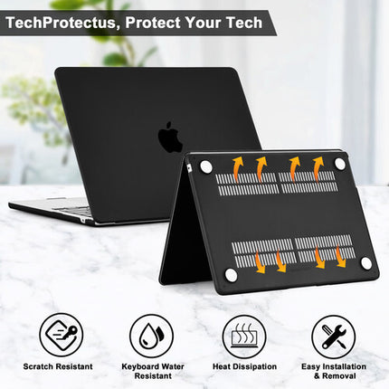 TechProtectus Colorlife Funda rígida para MacBook Air 13.6" M2 M3 M4 negra con protector de teclado